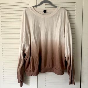 Target Wild Fable Soft White and Brown Ombre Sweatsuit Size:XL Top